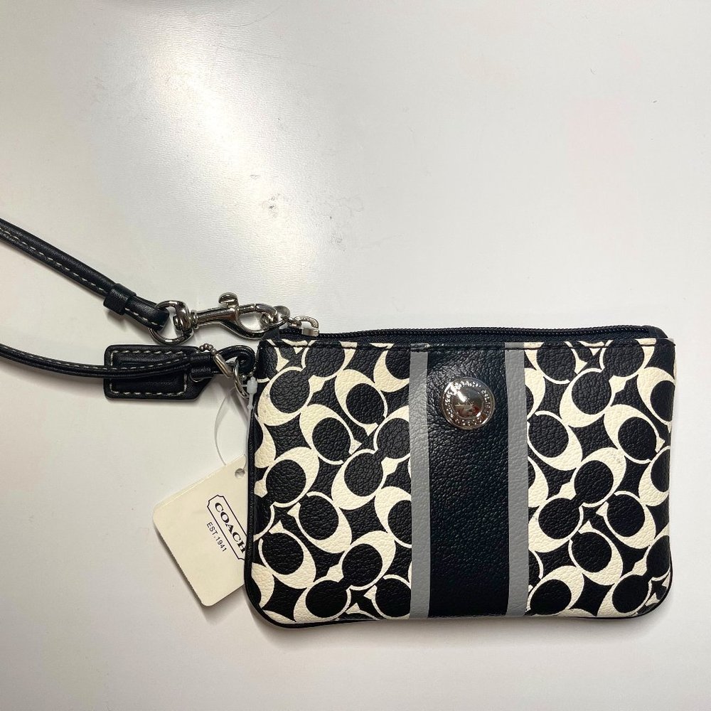 NWT Black and White Coach Wristlet